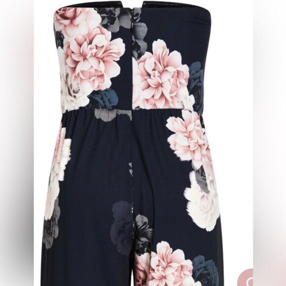 City Chic Navy French Floral Strapless Jumpsuit Size 24 NWT - Picture 14 of 15
